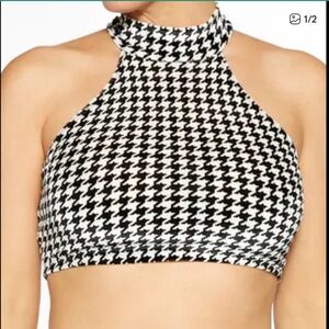 Preloved Naked Wardrobe Houndstooth Crop Top Size Small